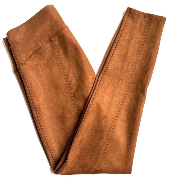 Spanx Faux Suede Leggings Pants in Rich Caramel Size Large - Picture 10 of 17